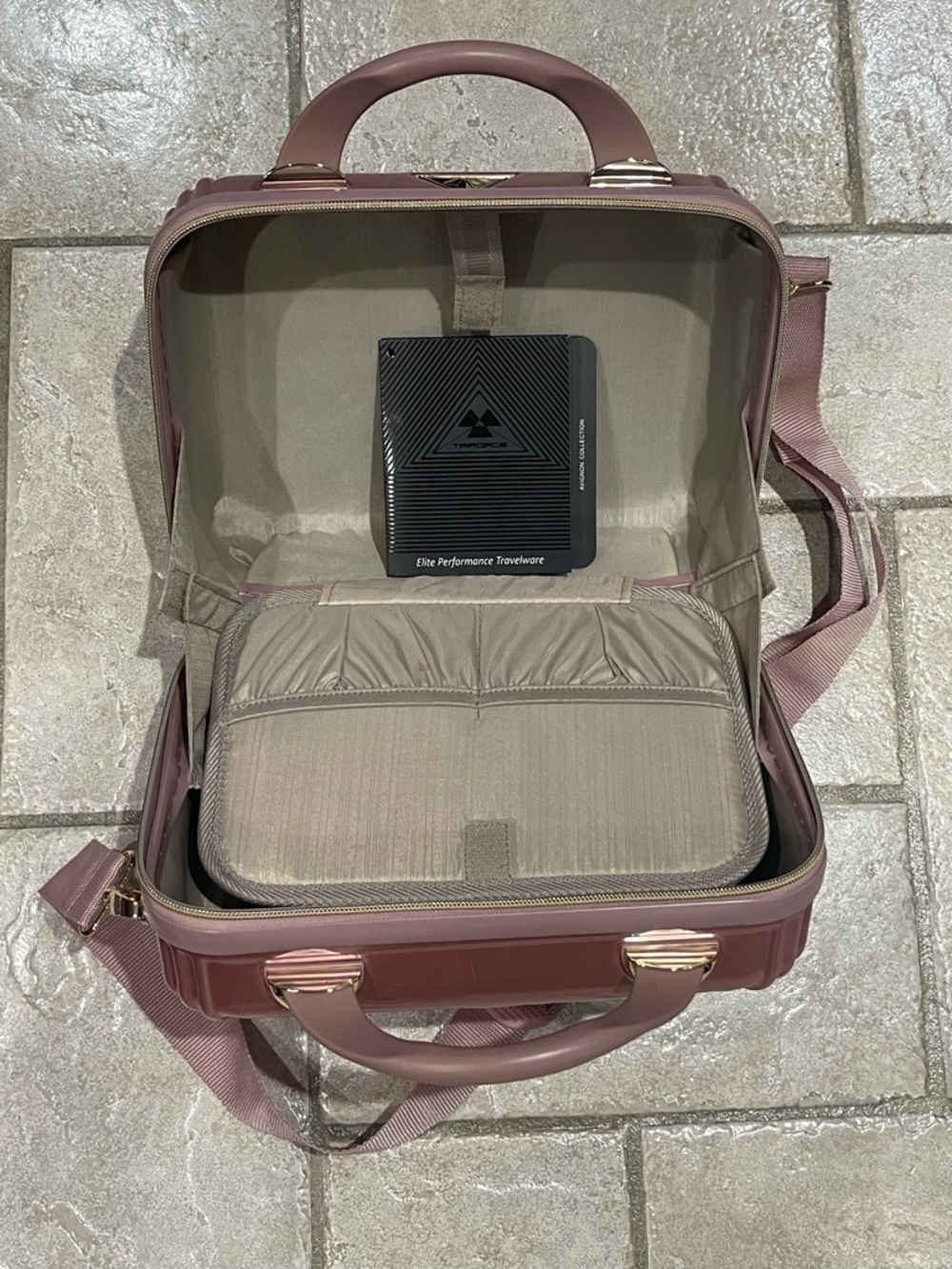 Triforce Hard Shell Travel Makeup Case in Rose Pink with Shoulder Strap NWT - Picture 5 of 8